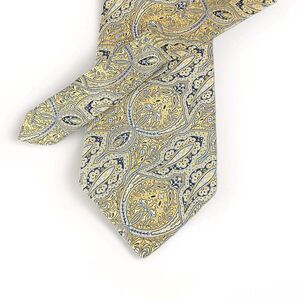 Bruno Piattelli Gold Blue 100% Silk Men's Neck Tie Extra Long Made In USA‎